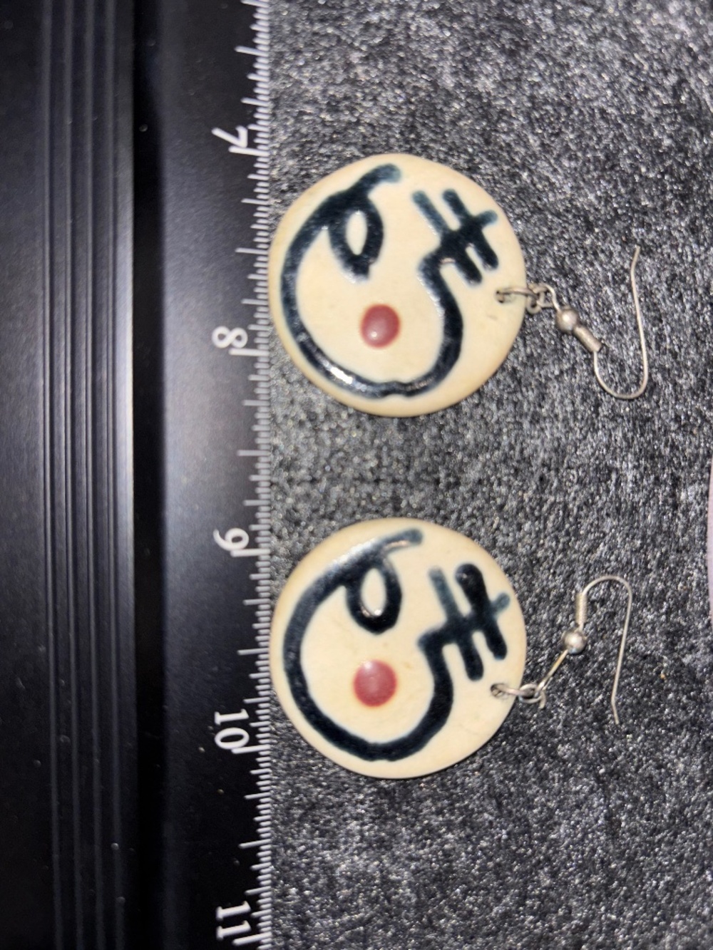 Japanese Hiragana Character Hand Painted Ceramic Earrings